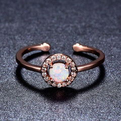 Opal & 18K Rose Gold-Plated Halo Open Ring