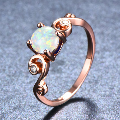 Opal and Cubic Zirconia Wave Ring, statement rings for women, everyday style, detail close-up