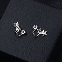 Cubic Zirconia & Silver-Plated Flower Ear Climbers