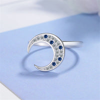 cubic zirconia & Silver-Plated Crescent Moon Ring - streetregion