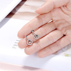 cubic zirconia & 18k Rose Gold-Plated Star & Circle Drop Earrings - streetregion