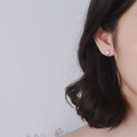 Cubic Zirconia & Silver-Plated Rhombus Spiral Stud Earrings