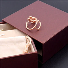 cubic zirconia & 18k Rose Gold-Plated Flower & Butterfly Ring - streetregion