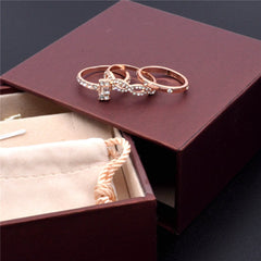 cubic zirconia & 18k Rose Gold-Plated Band Set - streetregion