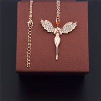 cubic zirconia & 18k Rose Gold-Plated Angel Pendant Necklace - streetregion