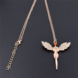 cubic zirconia & 18k Rose Gold-Plated Angel Pendant Necklace - streetregion