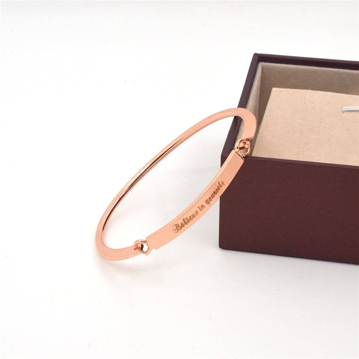18k Rose Gold-Plated 'Believe In Yourself' Bangle - streetregion