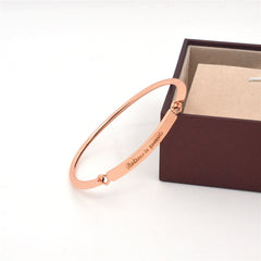 18k Rose Gold-Plated 'Believe In Yourself' Bangle - streetregion