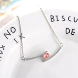 Strawberry Red Crystal & Silvvertone Pendant Necklace