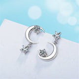 cubic zirconia & Silver-Plated Inverted Moon & Star Drop Earrings - streetregion