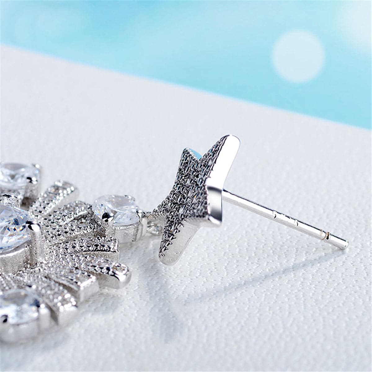 cubic zirconia & Silver-Plated Star Under Moon Drop Earrings - streetregion