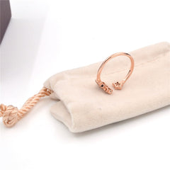 Cubic Zirconia & 18K Rose Gold-Plated Star Adjustable Ring