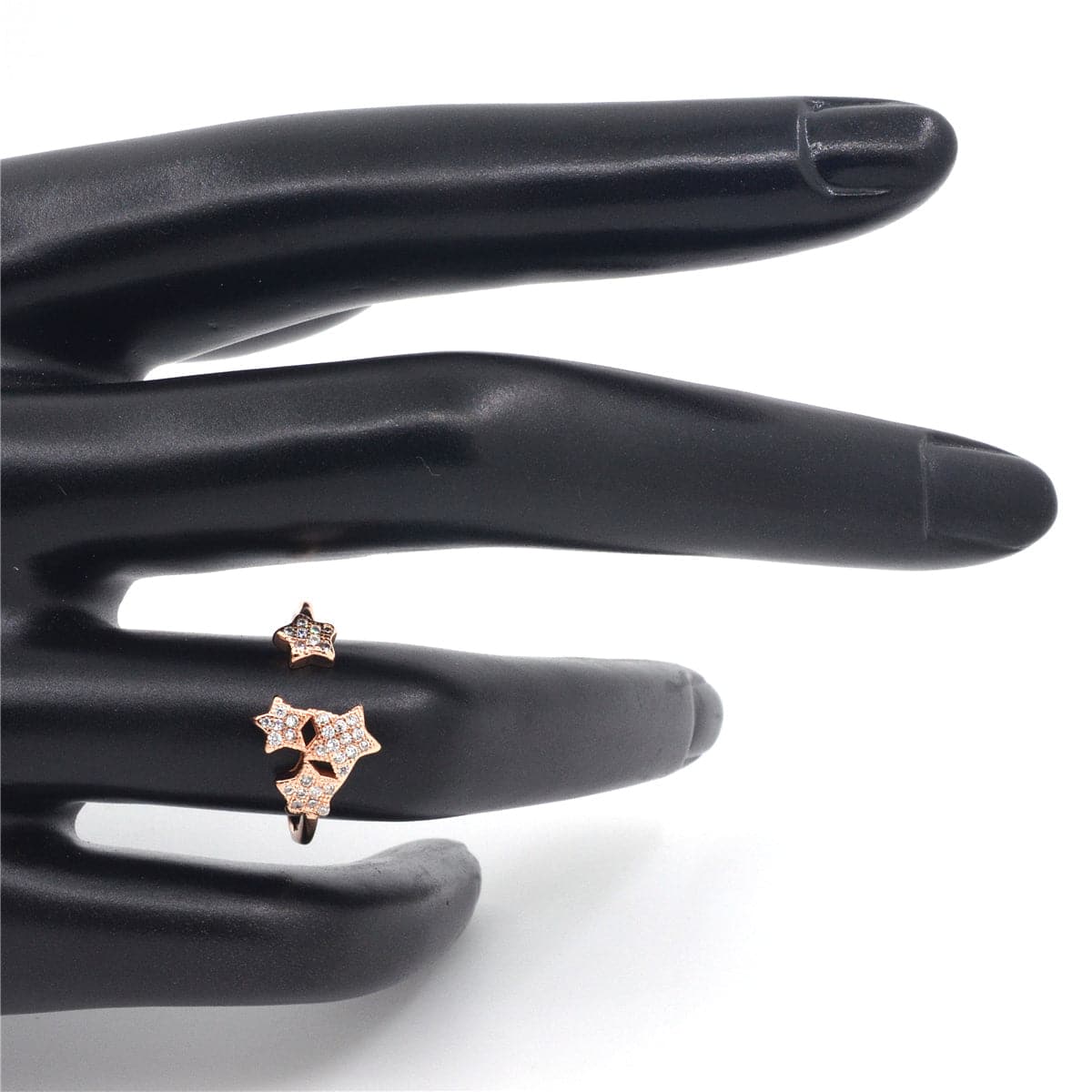 Cubic Zirconia & 18K Rose Gold-Plated Star Adjustable Ring