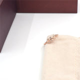 Cubic Zirconia & 18k Rose Gold-Plated Leaf Adjustable Ring