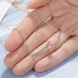 Strawberry Red Crystal & Silvvertone Pendant Necklace