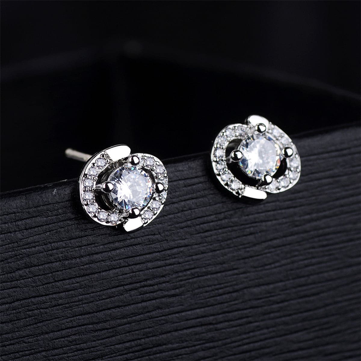 Cubic Zirconia & Silver-Plated Round-Cut Spiral Stud Earrings