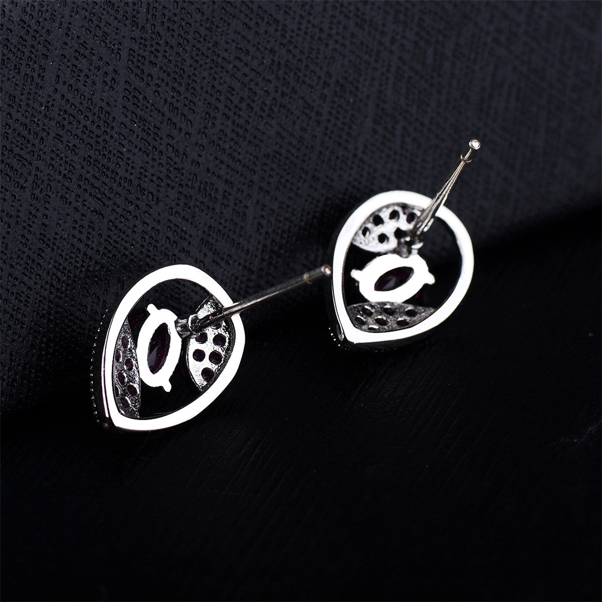 Red Crystal & Cubic Zirconia Silver-Plated Pavé Stud Earrings