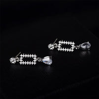 Cubic Zirconia & Crystal Silver-Plated Pear-Cut Geometric Drop Earrings