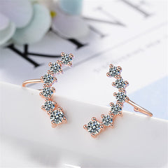 cubic zirconia & 18k Rose Gold-Plated Ear Climbers - streetregion
