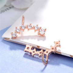 cubic zirconia & 18k Rose Gold-Plated Ear Climbers - streetregion