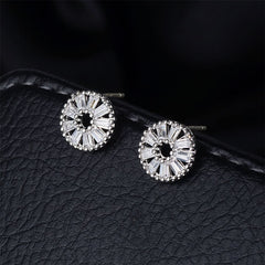 Cubic Zirconia & Silver-Plated Wheel Stud Earrings