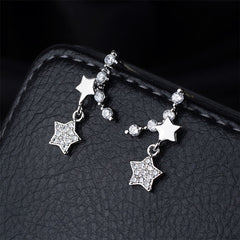 Cubic Zirconia & Silver-Plated Star Galaxy Drop Earrings