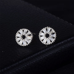 Cubic Zirconia & Silver-Plated Wheel Stud Earrings