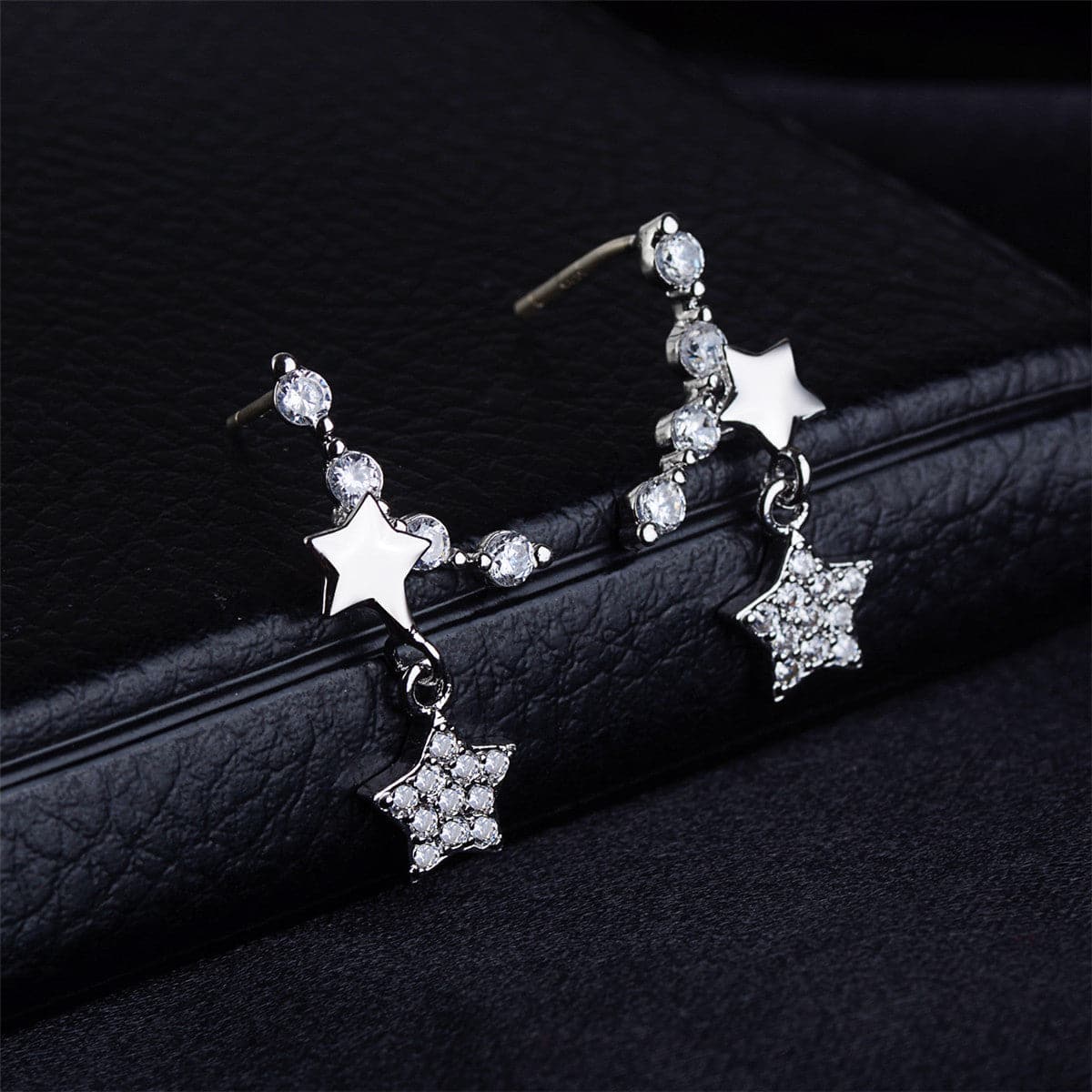 Cubic Zirconia & Silver-Plated Star Galaxy Drop Earrings
