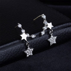 Cubic Zirconia & Silver-Plated Star Galaxy Drop Earrings