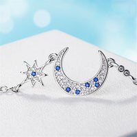 Blue Crystal & Silver-Plated Star & Crescent Moon Bracelet - streetregion
