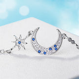 Blue Crystal & Silver-Plated Star & Crescent Moon Bracelet - streetregion