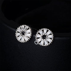 Cubic Zirconia & Silver-Plated Wheel Stud Earrings