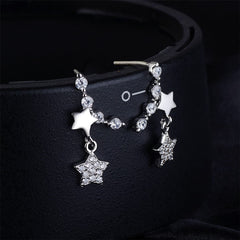 Cubic Zirconia & Silver-Plated Star Galaxy Drop Earrings
