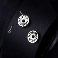 Cubic Zirconia & Silver-Plated Wheel Stud Earrings