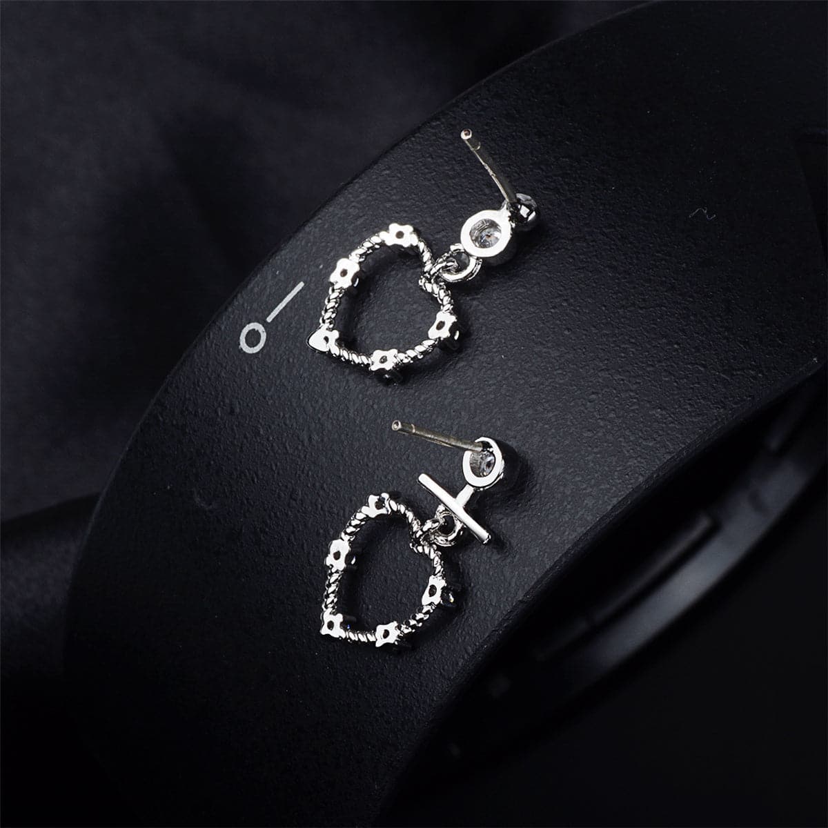 Cubic Zirconia & Silver-Plated Openwork Heart Drop Earrings