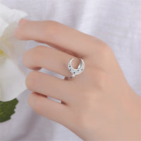 cubic zirconia & Silver-Plated Crescent Moon Ring - streetregion