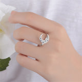 cubic zirconia & Silver-Plated Crescent Moon Ring - streetregion