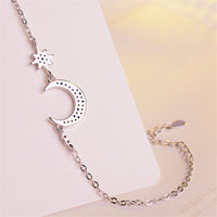 Blue Crystal & Silver-Plated Star & Crescent Moon Bracelet - streetregion