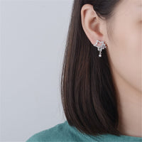 Cubic Zirconia & Silver-Plated Star Cluster Drop Earrings