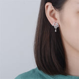 Cubic Zirconia & Silver-Plated Star Cluster Drop Earrings
