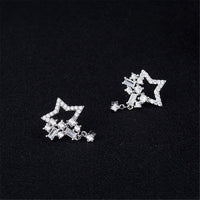 Cubic Zirconia & Silver-Plated Star Cluster Drop Earrings