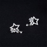 Cubic Zirconia & Silver-Plated Star Cluster Drop Earrings