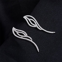 Cubic Zirconia & Silver-Plated Wing Stud Earrings