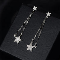 Cubic Zirconia & Silver-Plated Star Drop Earrings