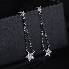 Cubic Zirconia & Silver-Plated Star Drop Earrings