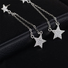 Cubic Zirconia & Silver-Plated Star Drop Earrings