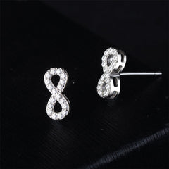 Cubic Zirconia & Silver-Plated Infinity Stud Earrings