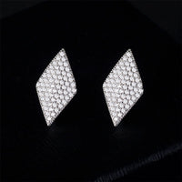 Cubic Zirconia & Silvertone Pavé Rhombus Stud Earrings