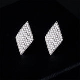 Cubic Zirconia & Silvertone Pavé Rhombus Stud Earrings