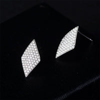 Cubic Zirconia & Silvertone Pavé Rhombus Stud Earrings